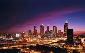 colorful-picture-of-Atlanta-Georgia-with-purple-blue-sunset